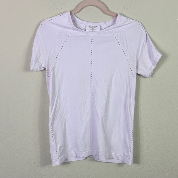 Athleta foothill short sleeve top in light lilac size Medium - Picture 2 of 6
